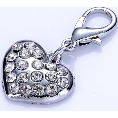 Wholesale Rhinestones Dog Collar Charm Jewerly Pendants Pet Tag Dog Accessories Lobster Clasp Charms Pet Supplies