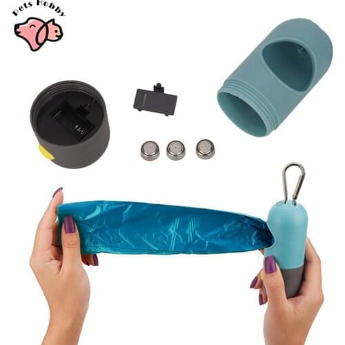 Degradable Dog Poop Bag Dispenser Flashlight Outdoor Pet Waste Bag Portable LED Light Cat Dog Garbage Bag Case Cleaning Supplies