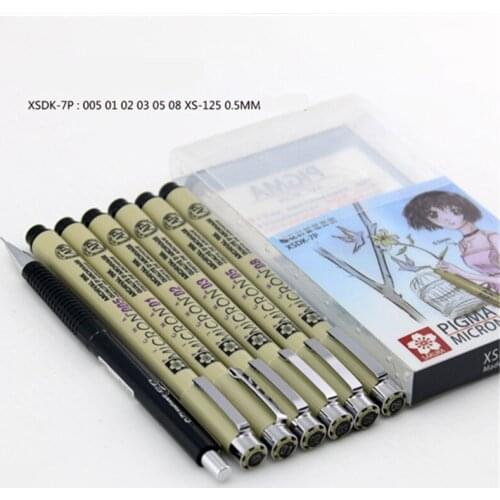 Sakura Pigma Micron Drawing Pen Liner 7pcs/4pcs set 005/01/02/03/04/05/08/1mm/brush Graphics Design