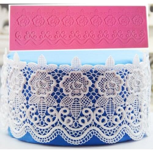 Flower Pattern Silicone Lace Impression Mat Fondant Cake Border Bake Emboss Decoration Mold Kitchen Accessories CT1127