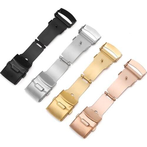 Fold Watch Band Buckle Double Butterfly Watchband Push Clasp Button Clasp Buckles Watch Accessories 16mm 18mm 20mm 22mm