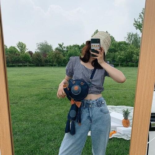 Adorable Smiling Dark Blue Bear Bag Pocket Change Lipstick Storage Doll Shoulder Bag Cute Photograph Accessories Birthday Gift