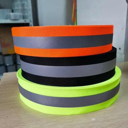 Reflective Webbing Ribbon Fabric Tape Sew On For Clothing 50mm x 100meter