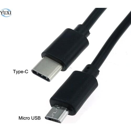 YuXi 1pc USB Type C Male To Micro USB 5 Pin B Male Plug Converter OTG Adapter Lead Data Cable for Mobile Phones 30cm