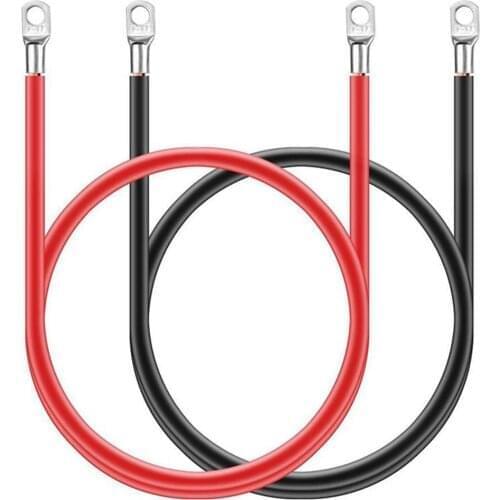 2pcs 12V Battery Ground Cable 5AWG Battery Connection Cable Terminal Kit Copper Wire Terminal Cable Car Inverter Wire with Lug