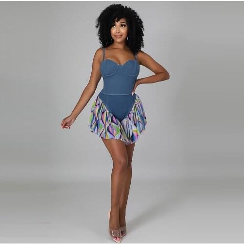 Spaghetti Strap Sleeveless Womens Playsuit Vintage Geometric Pattern Pleated Short Bodysuit Summer Backless Bodycon Jumpsuits