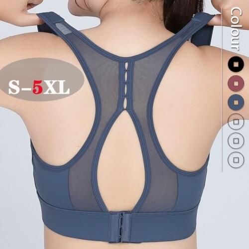 Plus Size Sports Bra S-5XL Women Back Mesh Breathable Gym Push Up Vest Underwear High Shockproof Fitness Athletic Yoga Bra Tops