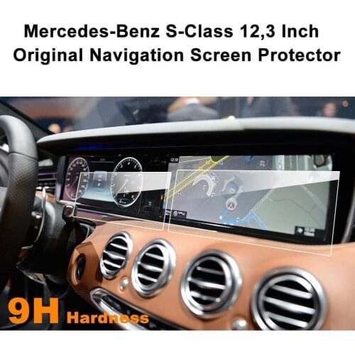 LFOTPP For S-CLASS W222 12.3 Inch 2014-2017 Car Navigation Display Tempered Glass Screen Protector Auto Interior Sticker 2 Pcs