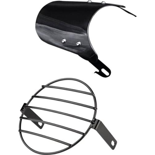 2Pcs Motorcycle Universal Accessories: 1 Pcs Headlight Windshield & 1 Pcs 7 Inch Motorcycle Grill Side Headlight Cover