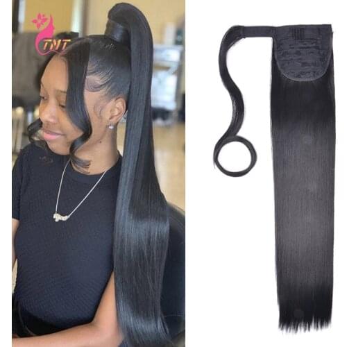 22Inch Synthetic Hair Long Straight Drawstring Ponytail Extensions Pony Tail Clip In Hair Extensions Natural Hairpiece Headwear