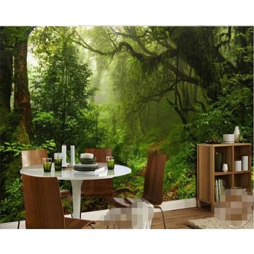 Beibehang Custom 3d wallpaper nature Primitive forest woods scenic path trees painting TV sofa background murals 3d wallpaper