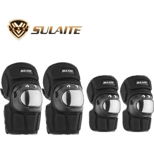 4Pcs/2Pair 2Pcs Motorcycle Anti-fall Stainless Steel Kneepads Outdoor Riding Short Thickened Knee Elbow Pads Protectors Gears