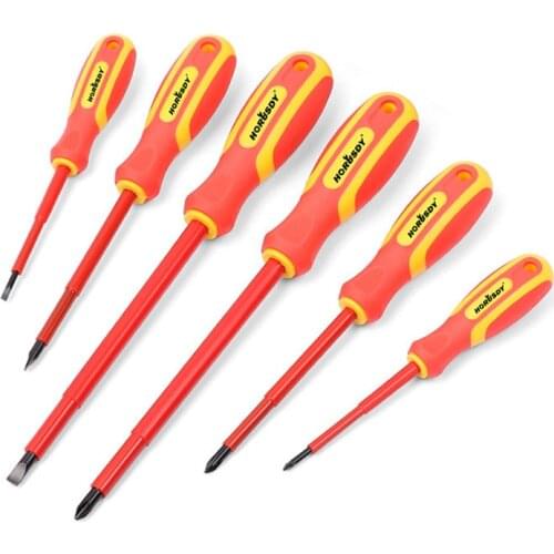 6pc Insulated Screwdriver Set Magnetic Tips Insulated Electricians VDE 1000V Hand Tool Opening Repair Precision Tool Set