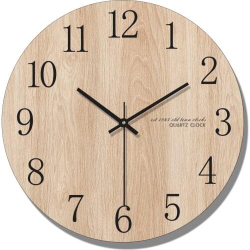Arabic Numeral Design Round Wooden Digital Wall Clock Fashion Silent Living Room Wall Decor Saat Home Decoration Watch Wall Gift