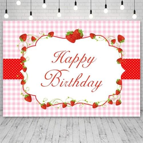 Avezano Birthday Party Photography Background Pink Strawberry Girl Princess Decor Banners Backdrops Photo Studio Prop Photozone