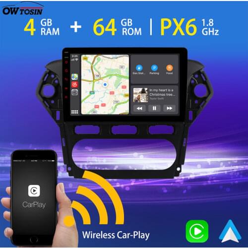 10.1" Android 10 PX6 4GB+64GB Car Multimedia Player GPS Radio For Ford Mondeo 2011-2012 TDA7850 Bluetooth 5.0 5*USB Auto Stereo