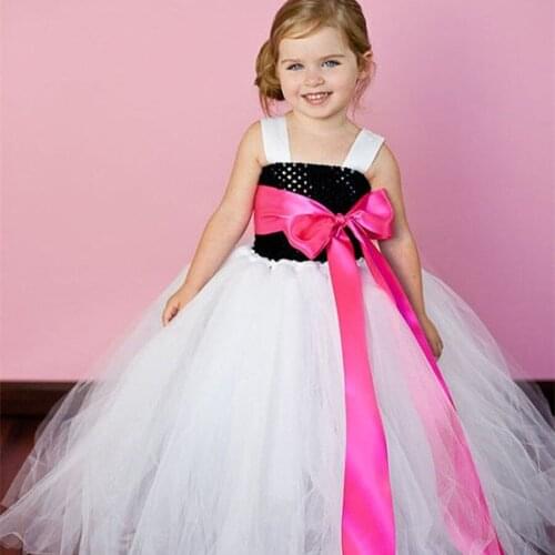10 Color Ribbon Bow Girl Tutu Dress For Birthday Photo Wedding Party Festival Children Ball Gown Tutus Tulle Dress TS086