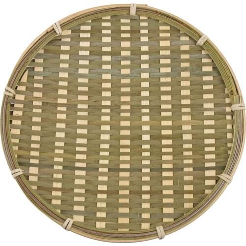 Bamboo Round Fruit Plate Handmade Storage Tray Hand Knitting Bread Basket Food Fruit Basket Hotel Hotel Dining Tray Diameter 22c