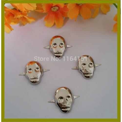 Free shiping, 200 pcs/lot,22* 15mm silvery white Skull Studs Spots Punk Nailheads Spikes Rivets Bag Shoes Clothes Belt Bracelet