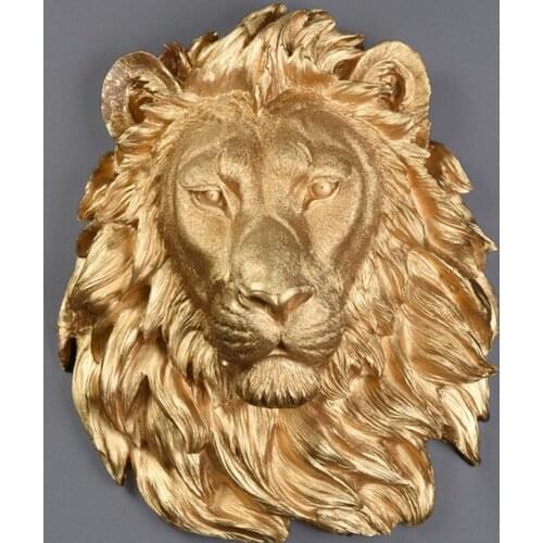Large creative bed wall hanging bar club home porch wall decoration lion head resin craft hanging backwall cculpture statue