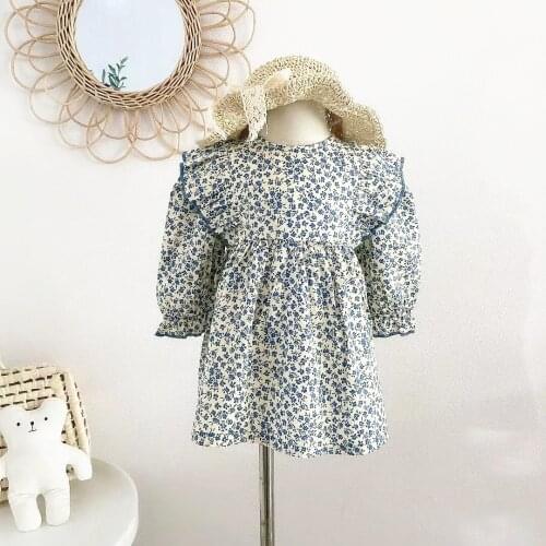 Girls' floral dress childrens net red dress 2021 spring new baby girls exotic princess dress