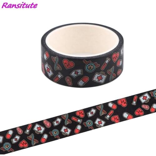 Ransitute R1879 Medical Supplies Theme Decorative Paper Washi Tape DIY Scrapbooking Tapes Office Hospital Supply For Doctor