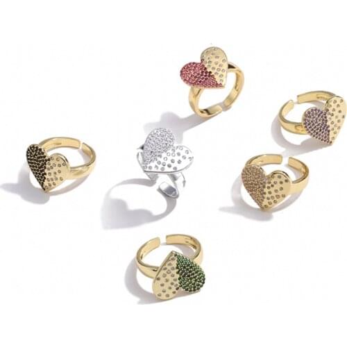 HECHENG,Romantic Sweet Heart-Shaped Cooper Ring,Fashion Cute Wedding Ring,For Women Party Jewelry Gift