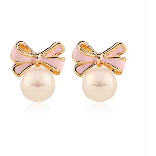 JIOFREE Cute Classic Bow-knot Simulated Pearl Clip on Earrings Without Piercing for Women Wedding Party Ear Clips Gift