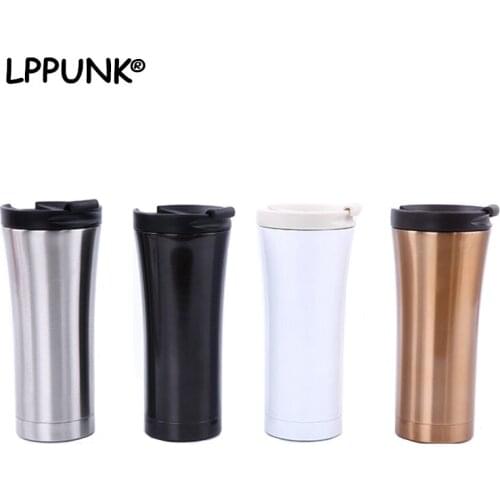 Bpa Free 500ml Coffee Mug Vacuum Cup Double Wall 304 Stainless steel Thermos Water Bottle Flasks With Flip Lid Auto Mugs