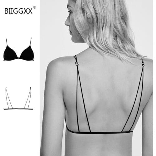 BIIGGXX French European and American back underwear front buckle bra set triangle cup less ladies students BRA without rims sexy