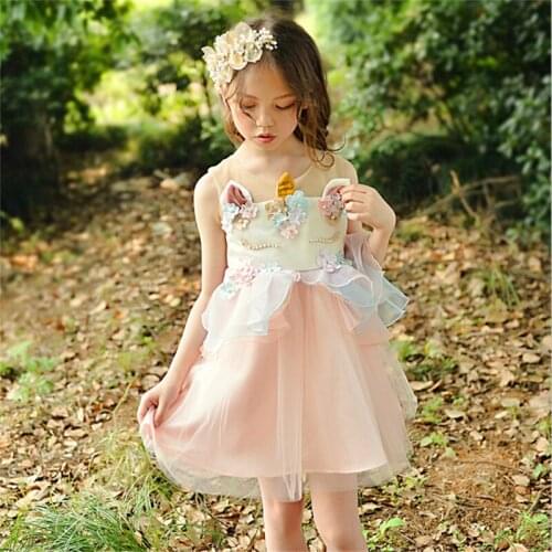 Summer Baby Kids Mesh Dresses for Girls Clothing Princess Cartoon Gauze Wedding Party Dress 2-8Y