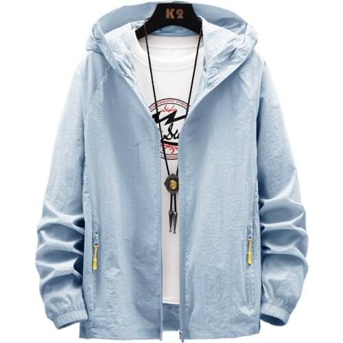 2021 Summer New Men Outdoor Jacket Men Trend Sun Protection Clothing Thin Section Breathable Casual Ribbed Sleeve Jacket