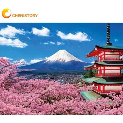 CHENISTORY Frame Snow Mountain DIY Painting By Numbers Landscape Handpainted Wall Art Picture Acrylic Paint Diy Gift For Home