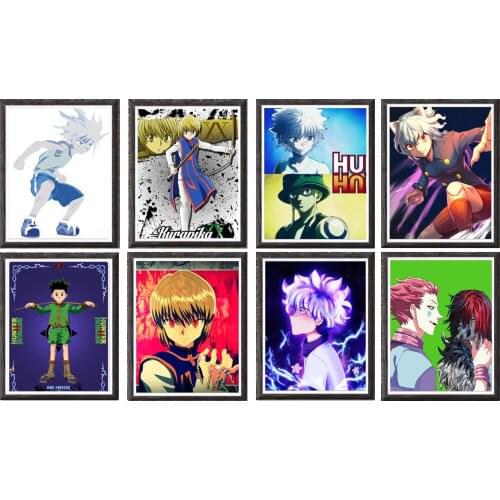 Set of 8 Hunter X Hunter Anime Character Poster Killua Gon Meruem Digital Canvas Art Prints 8 x 10 Inches,No Frame