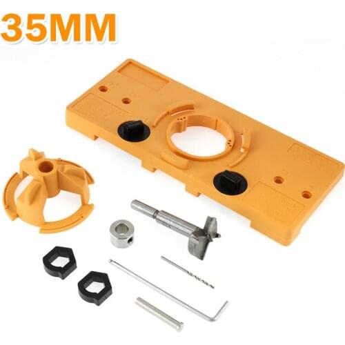 1Set Concealed 35mm Hole Opener Hole Guide Locator Drilling Hinge Hole Saw Jig Drill Bit Woodworking Puncher Hand Tool Set