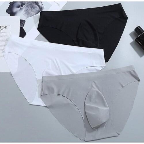 Men Underwear Y-Front Briefs Mid Waist One Piece Semi-Transparent Bottom Shorts Breathable Basic Sexy Soft Pants Mens Panties