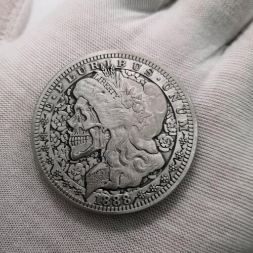 Newest US 1888 Morgan Skull Silver Coin Liberty Eagle Commemorative Coins Collectible Gifts