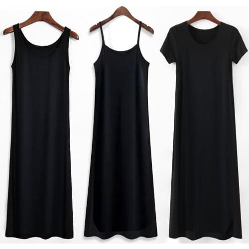 2021 New Suspender Dress Womens Summer In The Base Black Vest Long Skirt Spring and Autumn Skirt