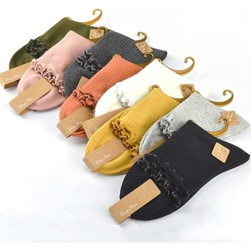 Solid Students Cotton Socks Candy Colors Crew Sock Girls Wrinkled Cuff Spring Winter Socks Woman Plain Cotton Ankle Socks
