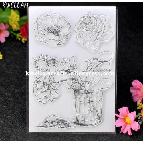 Sending you Flowers Rose Scrapbook DIY photo cards account rubber stamp clear stamp transparent stamp 11x15cm 7063033