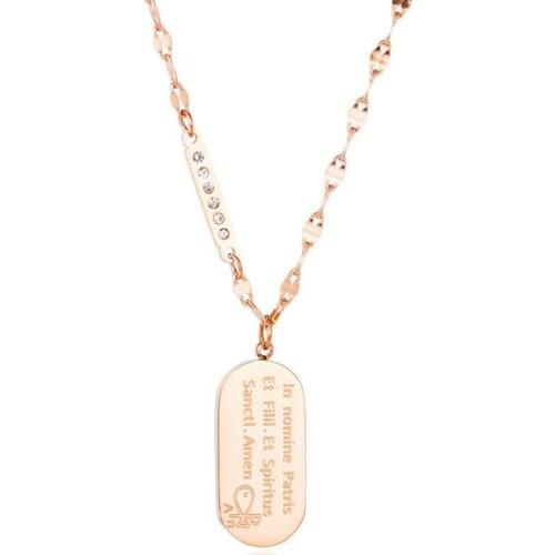 Yobest Rose Gold color Letter Necklaces & Pendants 316l Stainless Steel Trendy ID Jewelry