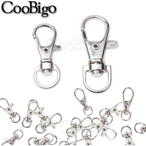Swivel Lobster Silver Clasp Hooks Clips Metal Split Keychain Chain Bags Parts Strap Paracord Lanyard DIY Accessories Craft 10pcs