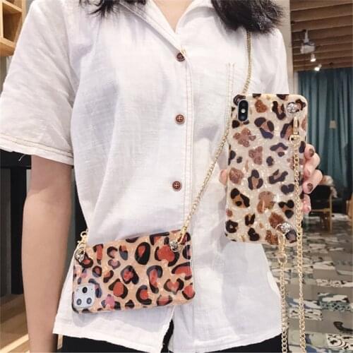 Simple Leopard print silicone phone case For Samsung Galaxy S20 Ultra S10 S10E S9 S8 Note10 8 9 Plus pro cover crossbody strap