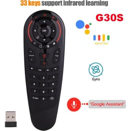 G30S Voice Air Mouse 33 keys IR learning 2.4G Wireless Remote control Smart Voice for android tv box X96Q G30 PC PK G10S G50S