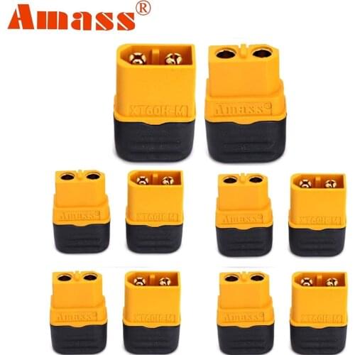 10pcs Amass XT60H+ XT60 connector with cover protection Male Female Power Plug with Sheath for Lipo Battery RC Planes Cars