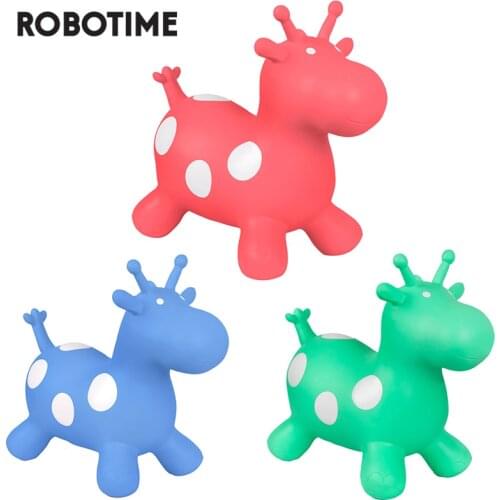 Robotime Bouncy Giraffe Hopper Inflatable Rubber Ride On Toys for Kids Toddlers, Boys & Girls - with Hand Pump