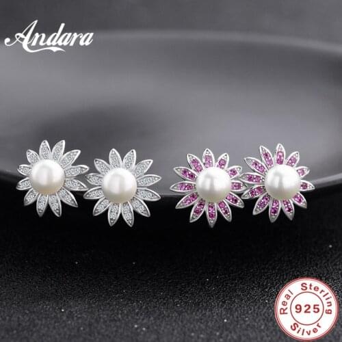 2 colors 100% 925 Sterling Silver Cultured Elegance Stud Earrings With White Freshwater Pearl Gift