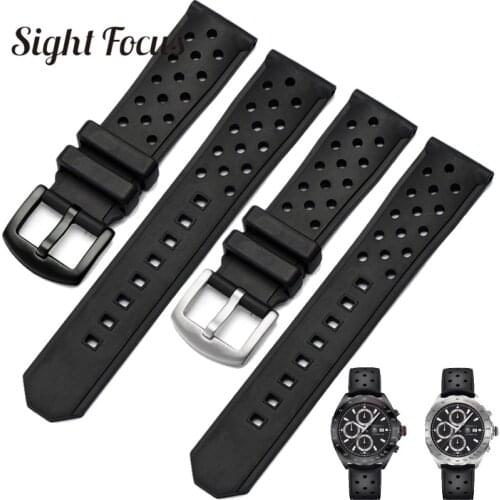 Silicone Gel Watch Band for TAG_Heuer WAZ2113 Watch Strap Perforated Rubber Silicone Belts Waterproof Mens Bracelets