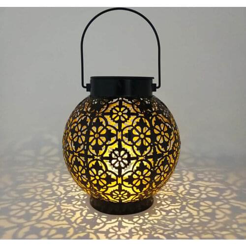 LED Solar Projection Lamp Flower Lantern Hanging Outdoor Garden Lights Metal Waterproof Landscape Table Lamp Home Decoration