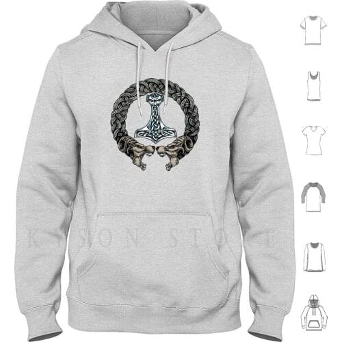 Troth Ring Hoodies Long Sleeve Viking Valhalla Vikings Odin Oden Norse Knotwork Scandinavian Hammer Mjolnir